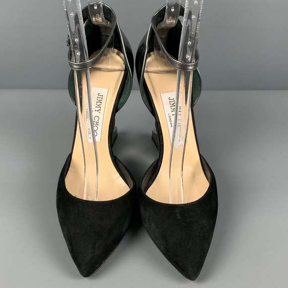 JIMMY CHOO Black Silver Ankle Strap Pumps - Picture 4 of 7